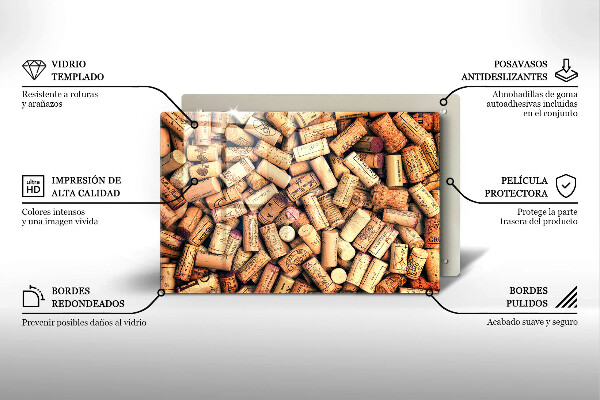Glass cutting board Wine corks pattern