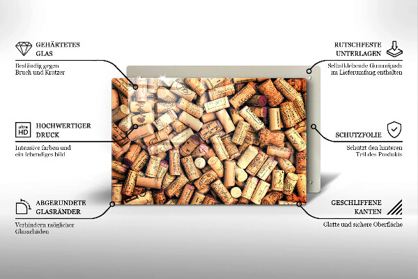 Glass cutting board Wine corks pattern