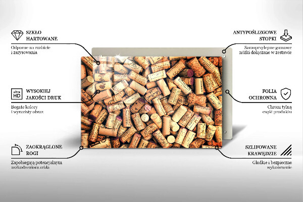 Glass cutting board Wine corks pattern
