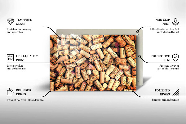 Glass cutting board Wine corks pattern