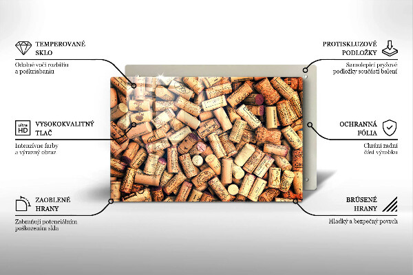 Glass cutting board Wine corks pattern