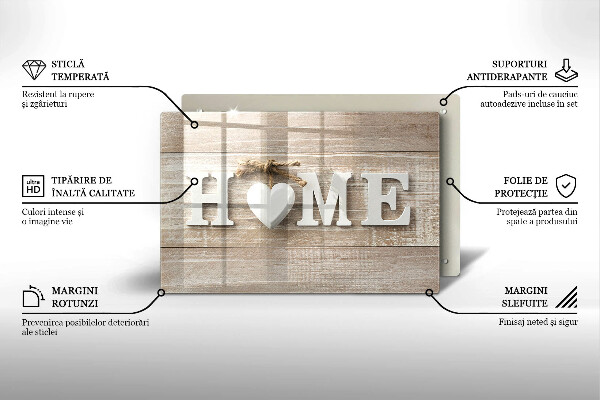 Chopping board glass Boards and the inscription Home