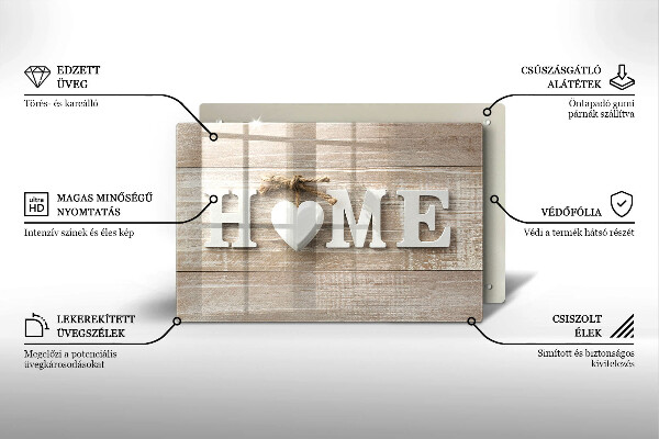 Chopping board glass Boards and the inscription Home