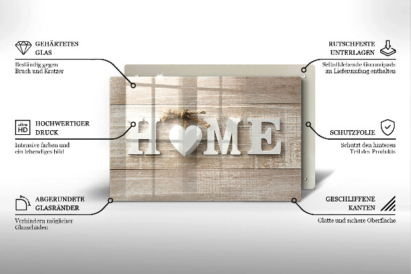 Chopping board glass Boards and the inscription Home