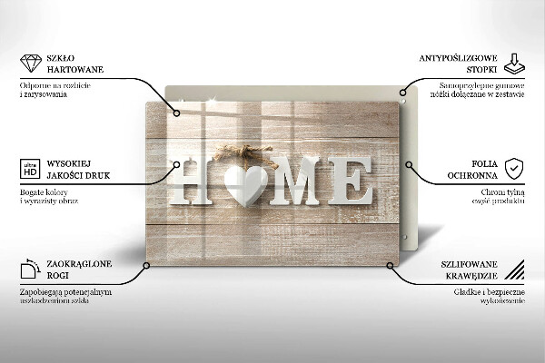 Chopping board glass Boards and the inscription Home