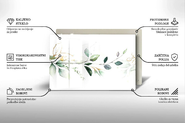 Chopping board Watercolor leaves