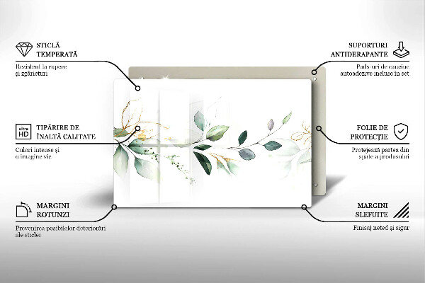 Chopping board Watercolor leaves