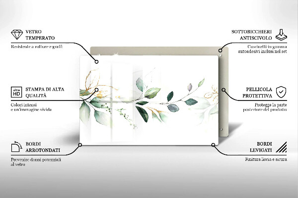 Chopping board Watercolor leaves