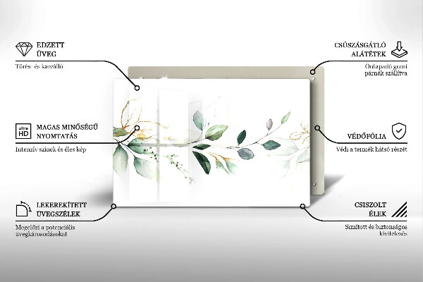 Chopping board Watercolor leaves