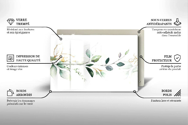 Chopping board Watercolor leaves