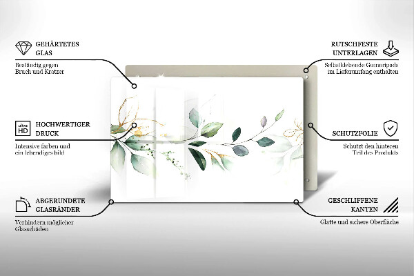 Chopping board Watercolor leaves