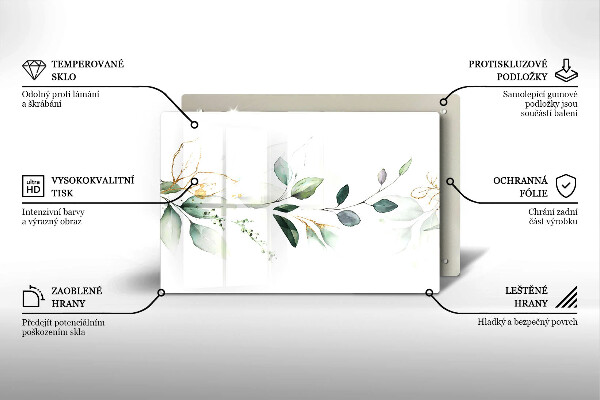 Chopping board Watercolor leaves