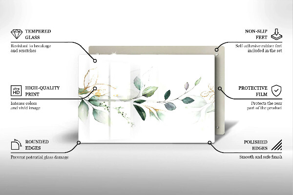 Chopping board Watercolor leaves