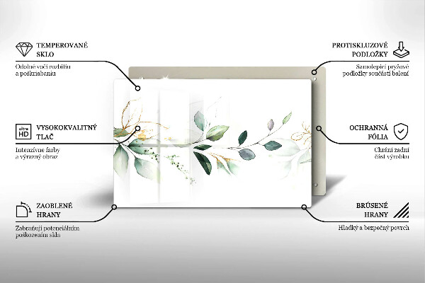 Chopping board Watercolor leaves