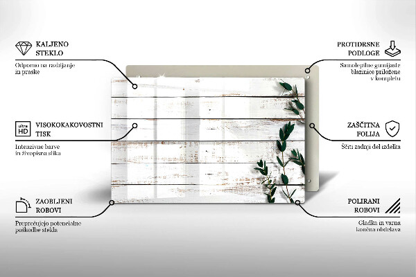 Glass kitchen board Old boards and leaves