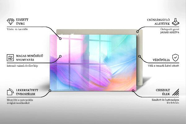 Glass kitchen board Pastel feathers