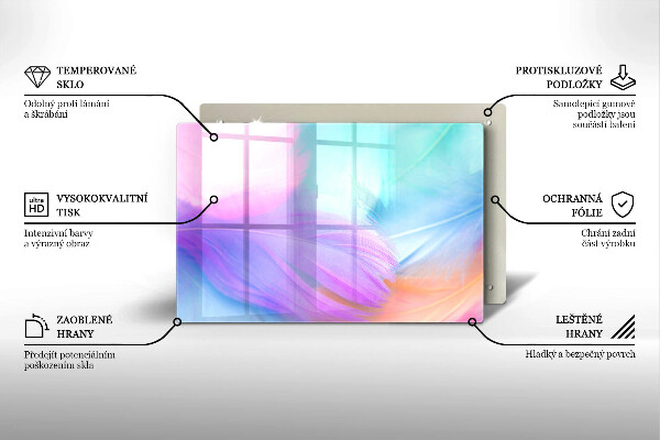 Glass kitchen board Pastel feathers