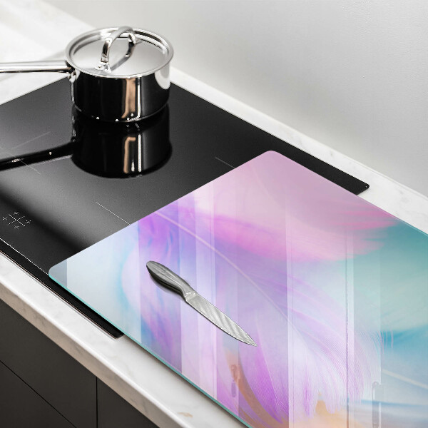 Glass kitchen board Pastel feathers