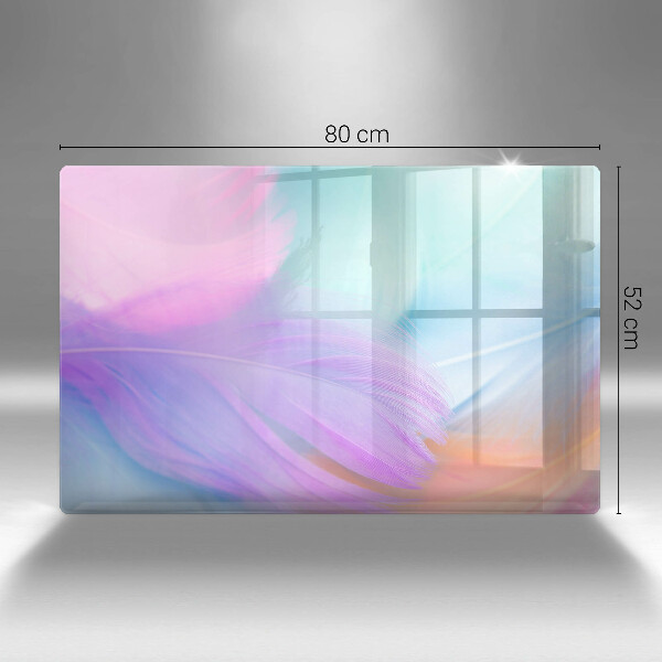 Glass kitchen board Pastel feathers