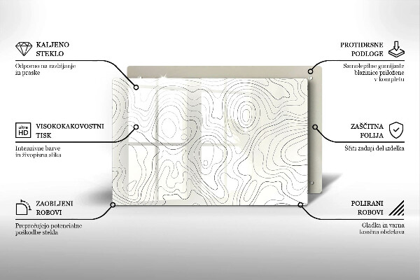 Glass kitchen board Line-art design