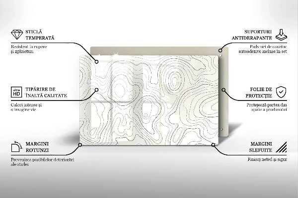 Glass kitchen board Line-art design