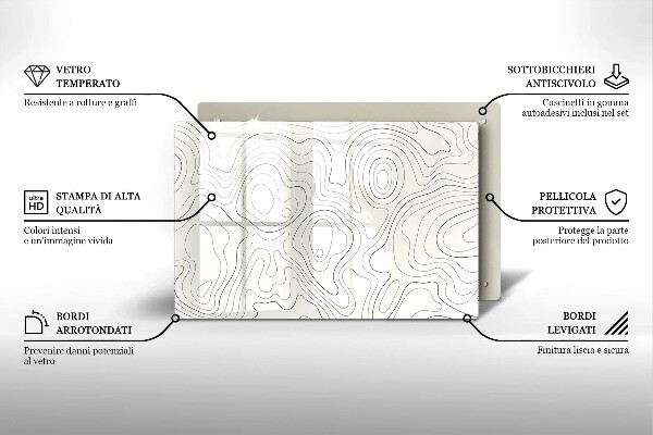 Glass kitchen board Line-art design