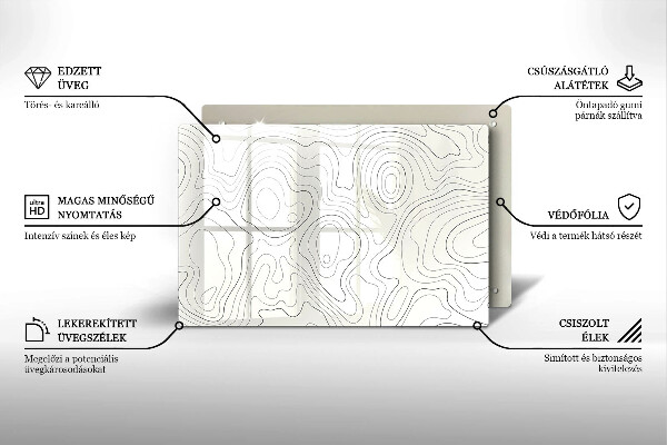 Glass kitchen board Line-art design