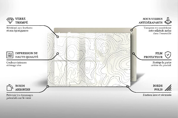 Glass kitchen board Line-art design