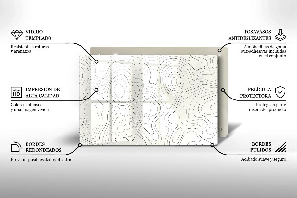 Glass kitchen board Line-art design