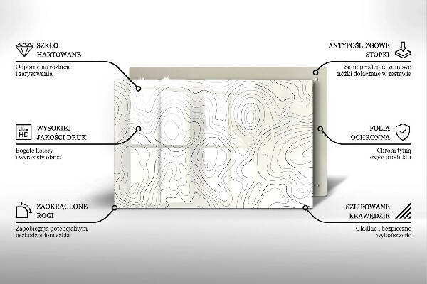 Glass kitchen board Line-art design