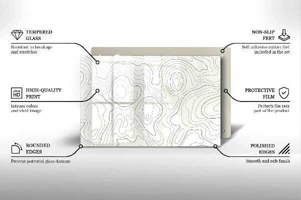 Glass kitchen board Line-art design