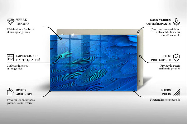 Chopping board glass Bird feathers
