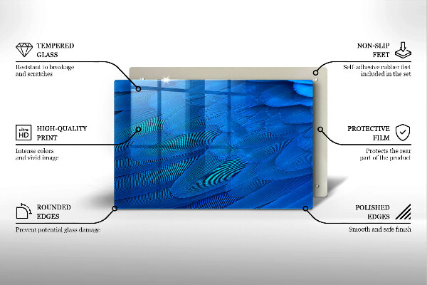 Chopping board glass Bird feathers