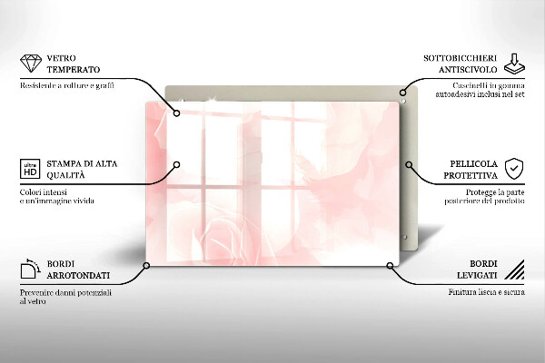 Chopping board glass Pastel background roses