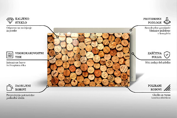 Chopping board glass Wine corks pattern
