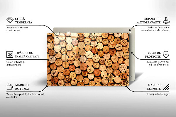 Chopping board glass Wine corks pattern