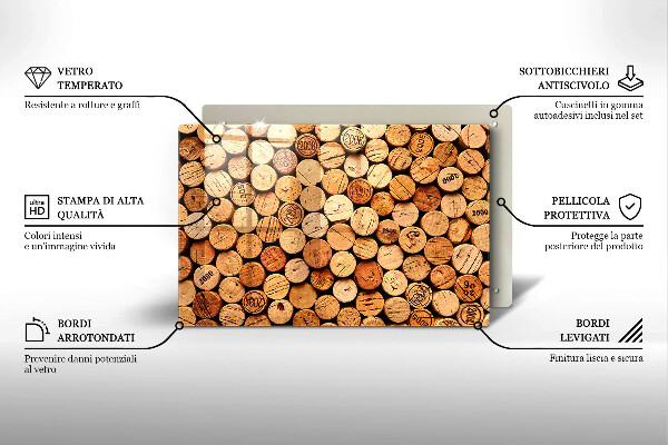 Chopping board glass Wine corks pattern