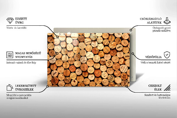 Chopping board glass Wine corks pattern