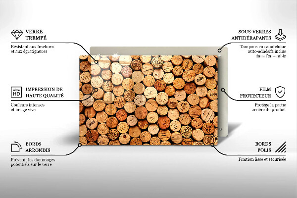 Chopping board glass Wine corks pattern