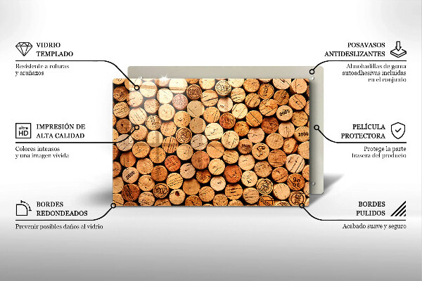 Chopping board glass Wine corks pattern