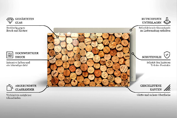 Chopping board glass Wine corks pattern