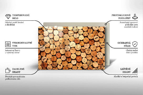 Chopping board glass Wine corks pattern