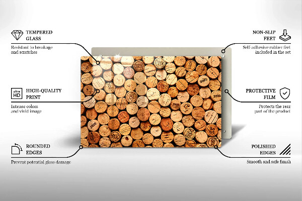 Chopping board glass Wine corks pattern