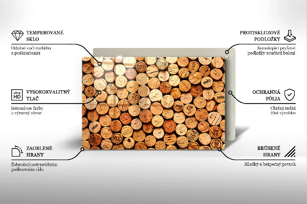Chopping board glass Wine corks pattern