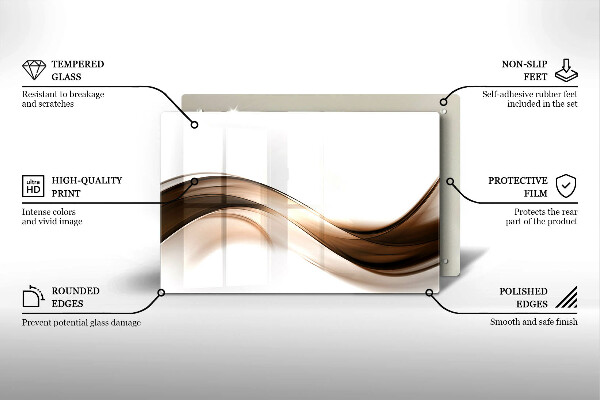 Glass cutting board Abstraction brown lines
