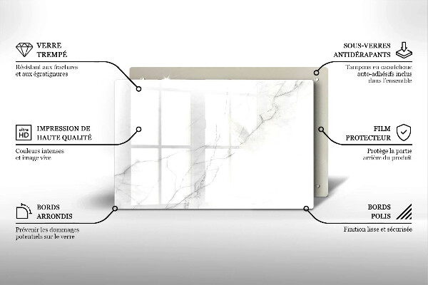 Chopping board glass Marble stone background