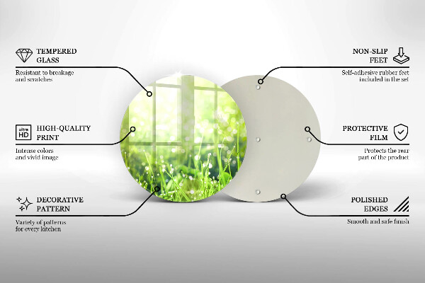 Glass worktop saver Nature - grass and dew