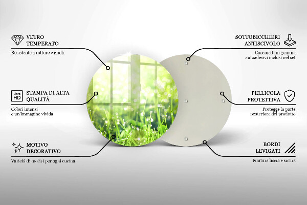 Glass worktop saver Nature - grass and dew