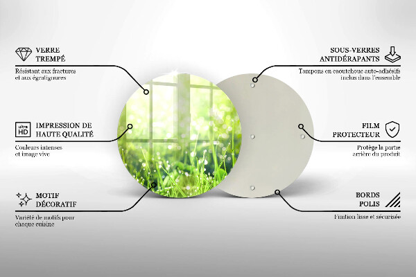 Glass worktop saver Nature - grass and dew