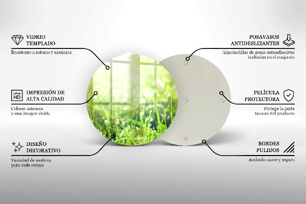 Glass worktop saver Nature - grass and dew